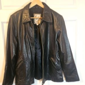 Vintage Luciano size xlarge black leather coat
